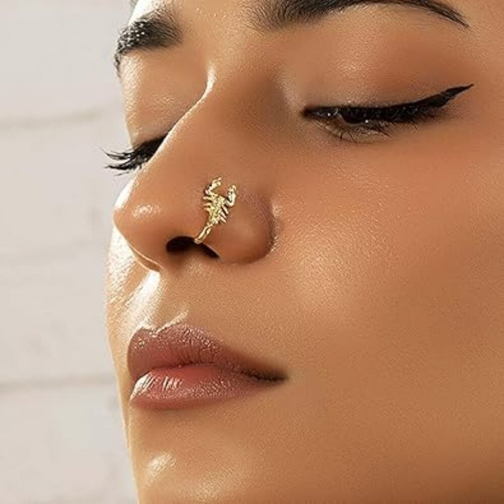 Scorpion‎ Non Pierced Nose Ring Cuff Cute Gold Brand New !!